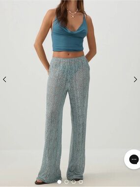 Ardene Light Blue lace Wide-Leg Pants